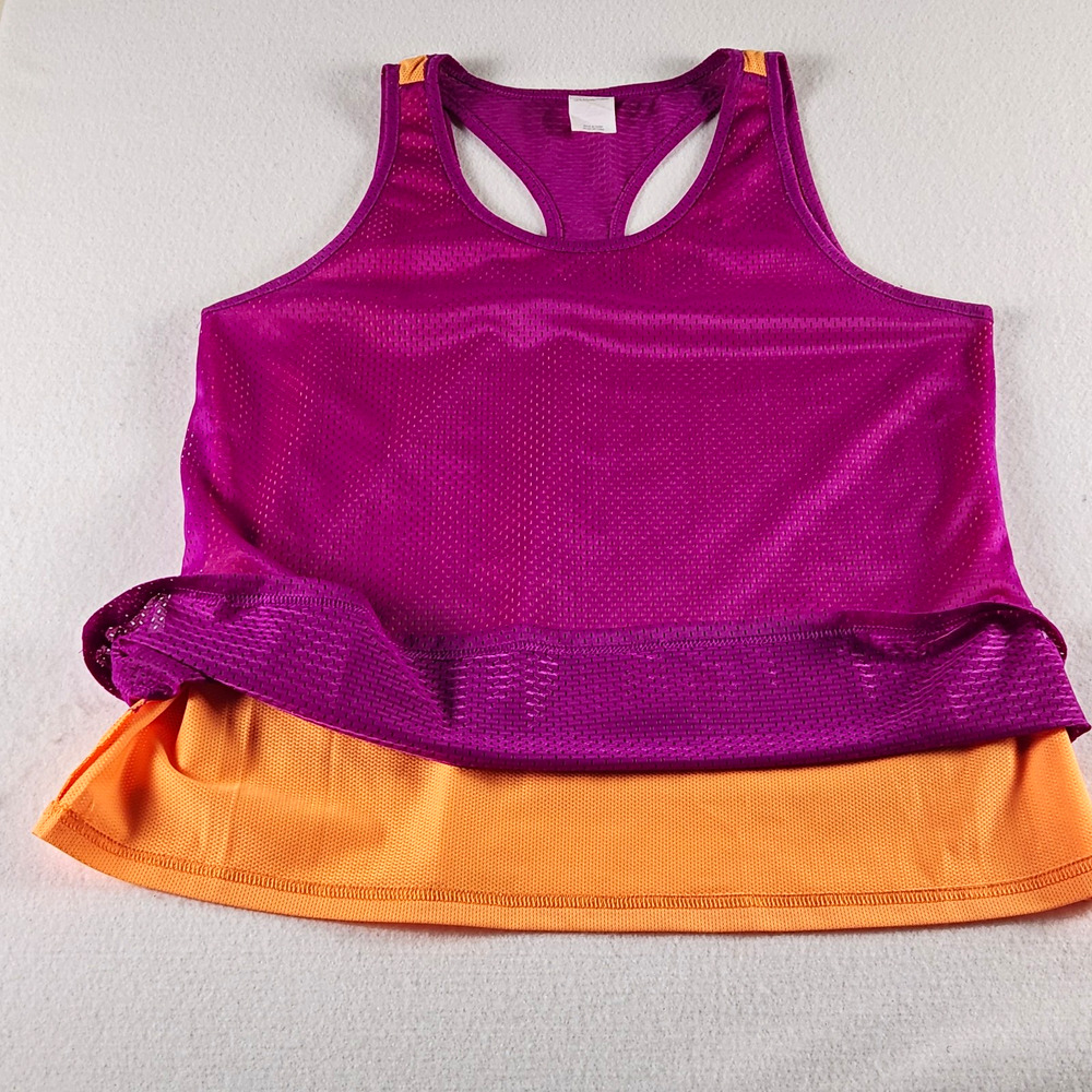 Danskin Now Purple/Orange Women's Racerback Mesh Tank Top Breathable 2XL